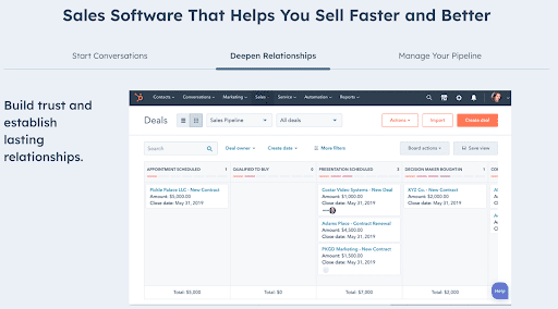 Hubspot Sales Hub screenshot